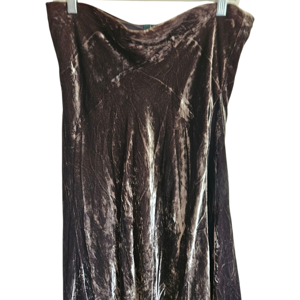 Lauren Ralph Lauren Brown Velvet Midi Skirt